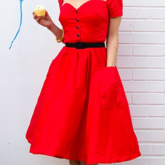UNIQUE VINTAGE - Red Rhapsody Dress - Picture 4 of 5